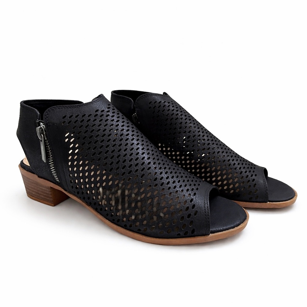 Elegant Black Perforated Sandals
